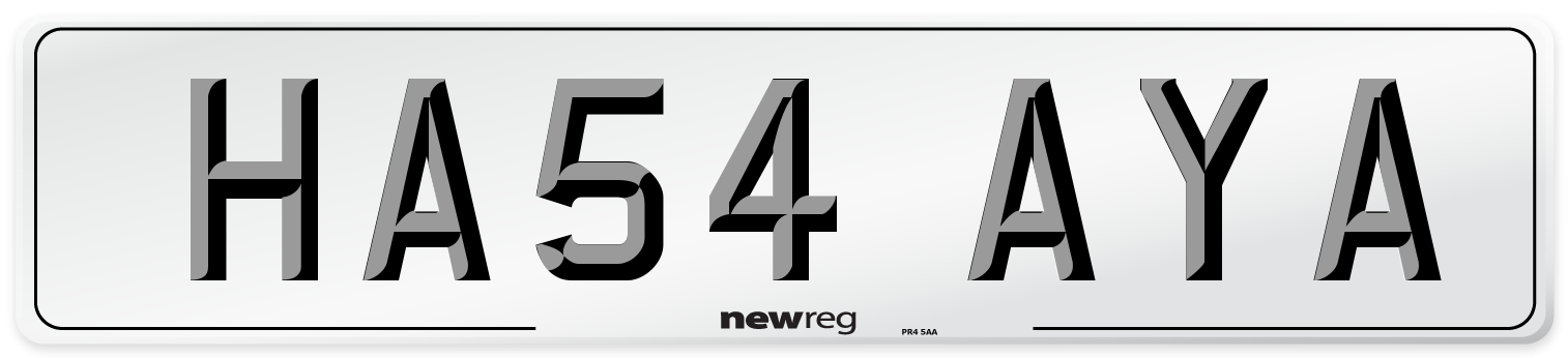 HA54 AYA Number Plate from New Reg